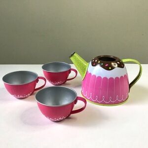Tea Party Set for Kids Colorful Metal Tin Teapot & Cups 4 Pieces by Alex